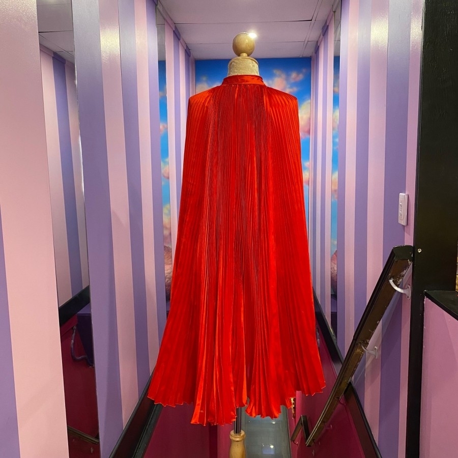 Red Satin Pleated Capes