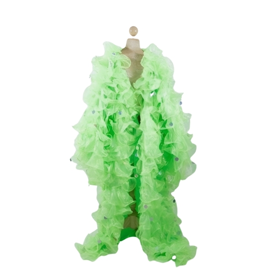 Lime Green Crystal Organza Ruffle Jacket with Penny Sequins