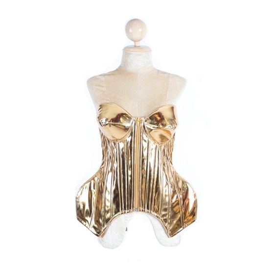 Gold PVC Cup Hip Corset