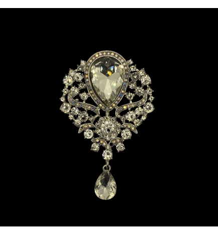 Silver Sovereign Rhinestone Brooch