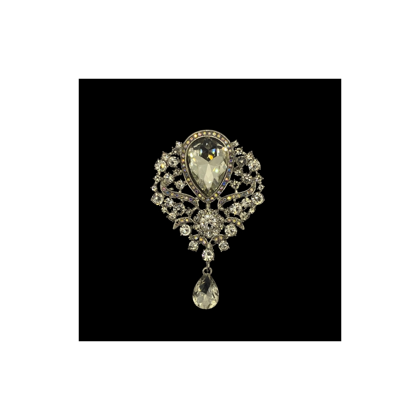 Silver Sovereign Rhinestone Brooch