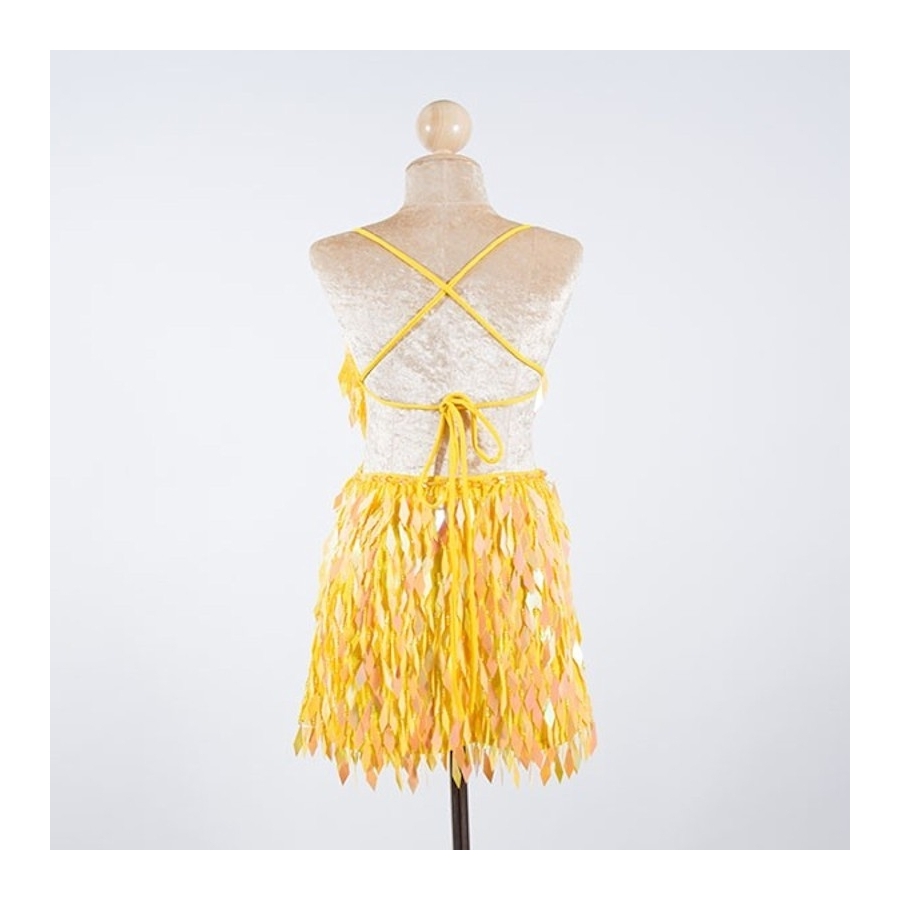 Yellow Low Back Diamond Cut Sequin Dress