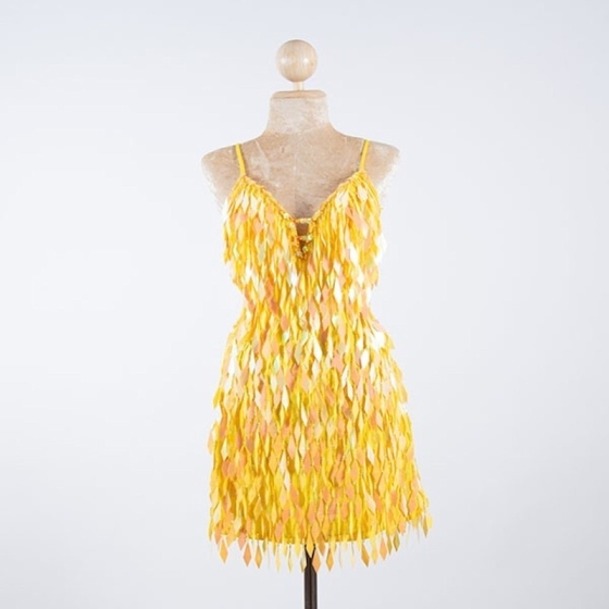 Yellow Low Back Diamond Cut Sequin Dress