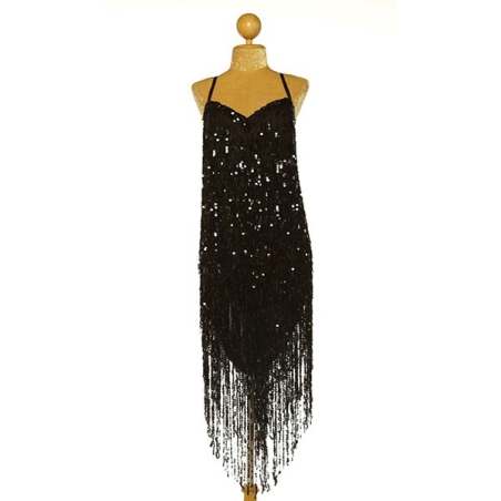 Hire-Sequin Fringe V-Hem Dress