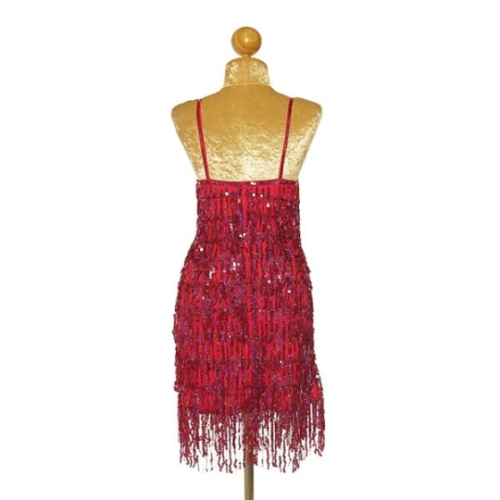 Hot Pink Sequin Fringe Straight Hem Dress