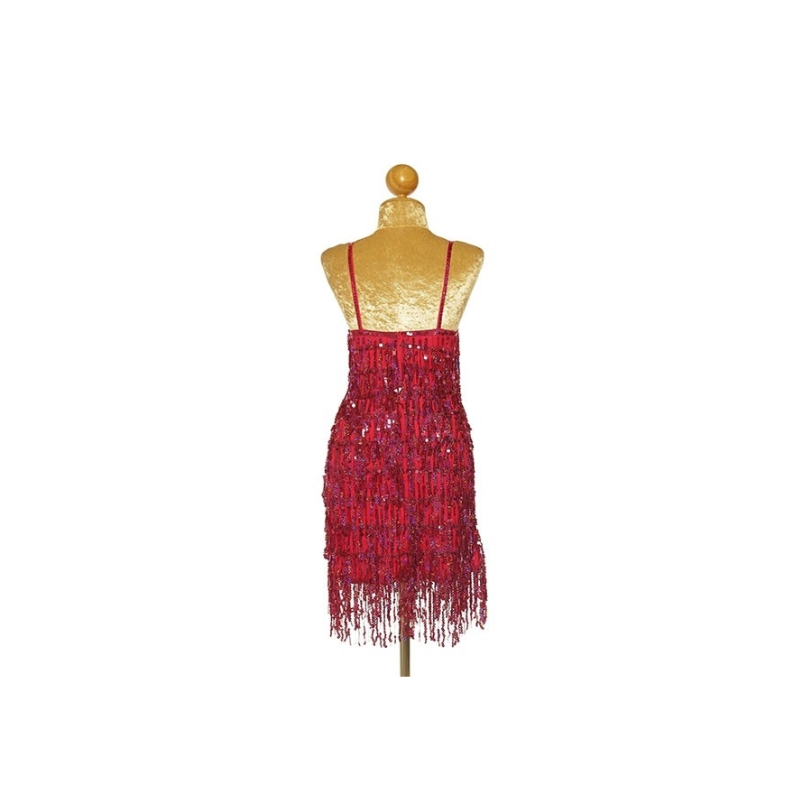 Hot Pink Sequin Fringe Straight Hem Dress