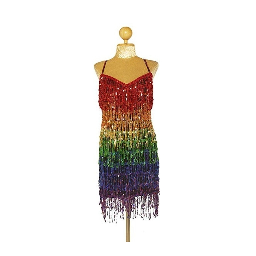 Hire-Sequin Fringe Straight Hem Dress