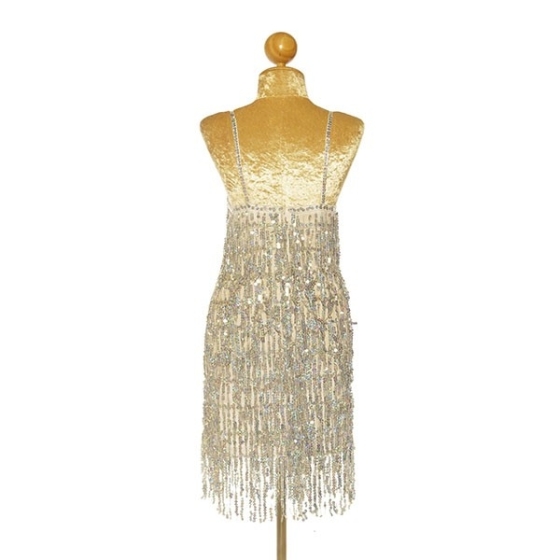 Silver Sequin Fringe Straight Hem Dress