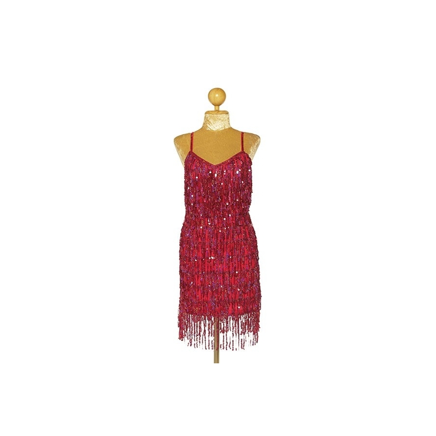 Hot Pink Sequin Fringe Straight Hem Dress