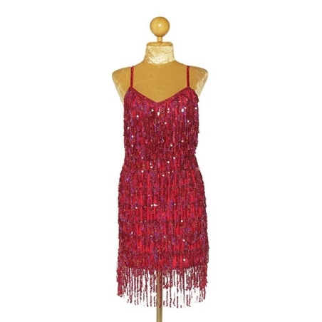 Hire-Sequin Fringe Straight Hem Dress