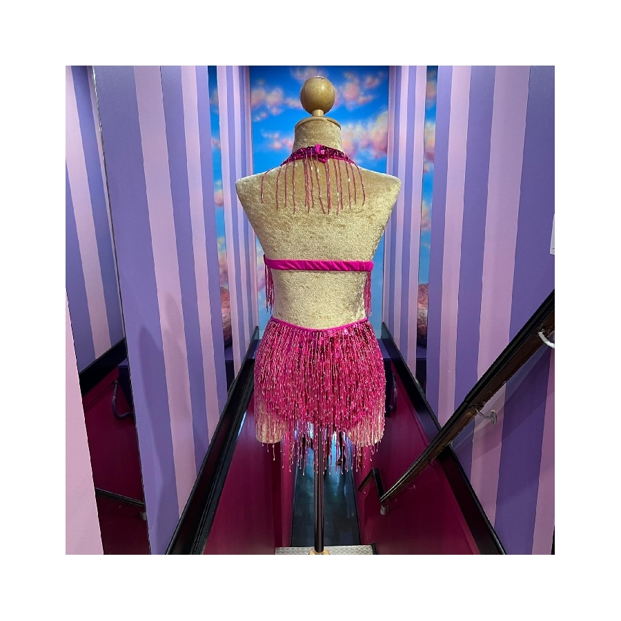 Hot Pink Bugle Bead and Sequin Bodysuit