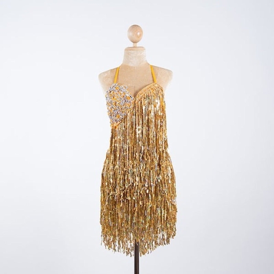 Hire-Sequin Fringe Cabaret Low Back Bodysuit