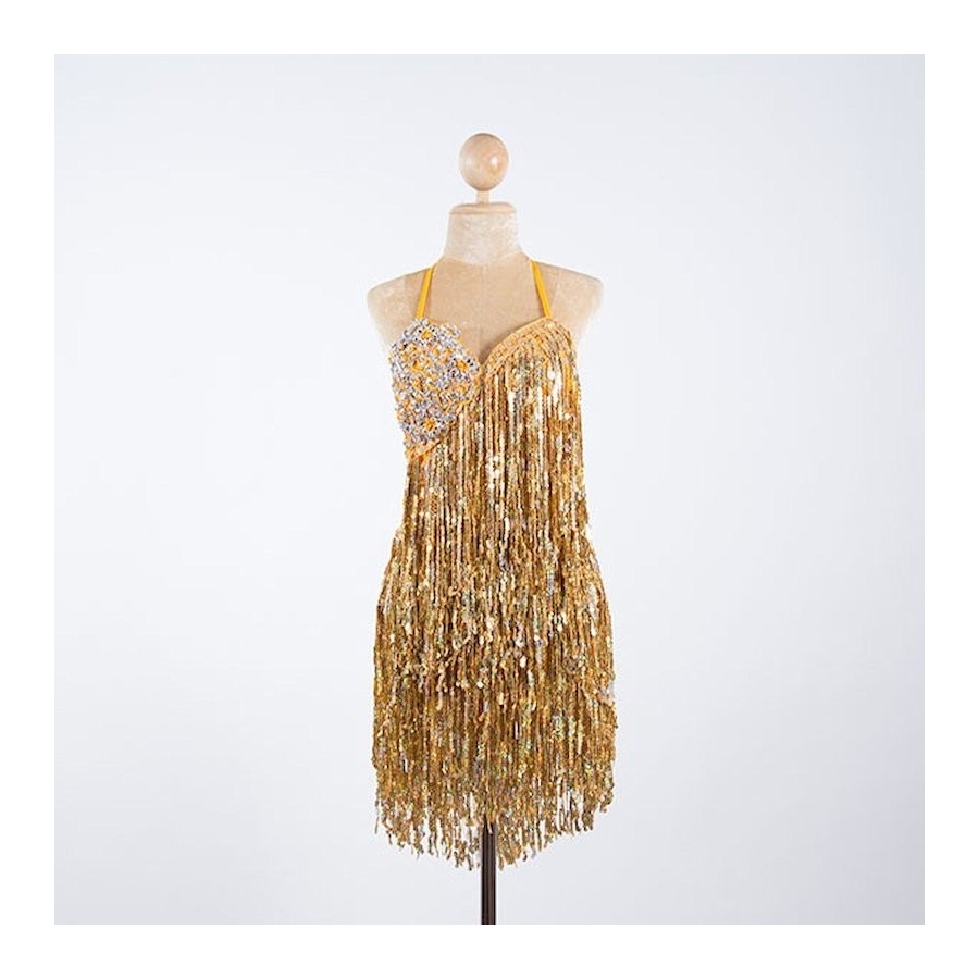 Hire-Sequin Fringe Cabaret Low Back Bodysuit