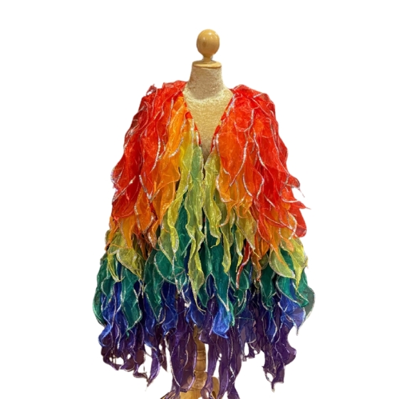 Rainbow Seaweed Crystal Organza Jacket with Sequin Trim