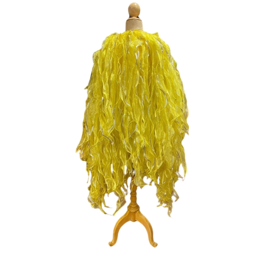 Yellow Seaweed Crystal Organza Jacket with Sequin Trim