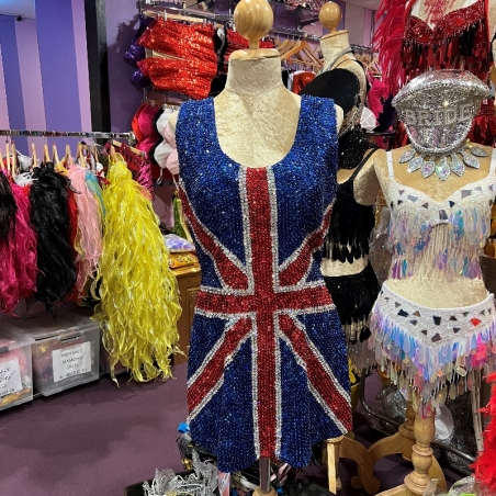 Hire-Sequin Union Jack Singlet Dress