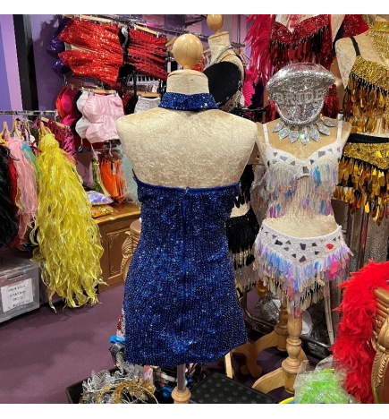 Hire-Sequin Union Jack Halter Neck Dress