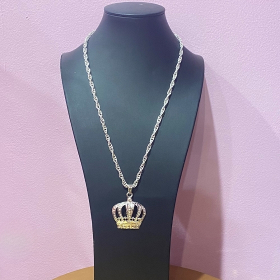 Silver Crown Chain Metal Necklace