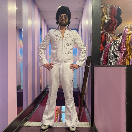 Hire-Elvis White Jacket & Pants Set
