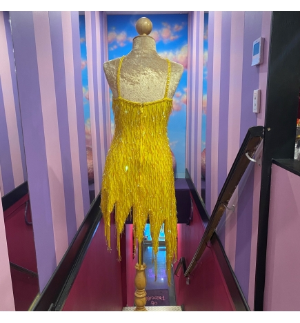 Hire-Yellow Ragged Hem Dress