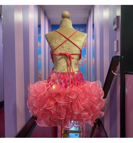 Light Pink Leaf Cut Sequin Americano Dress