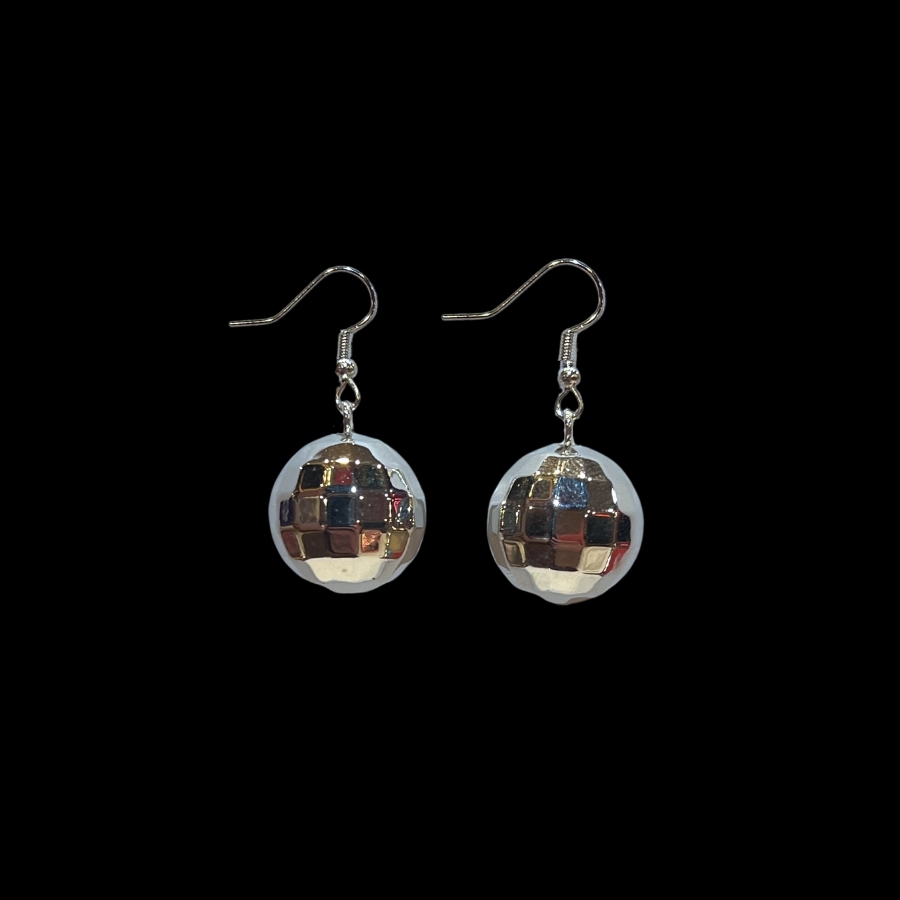 Silver Disco Ball Earrings