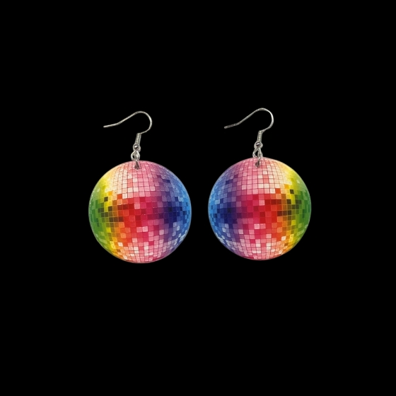 Rainbow Disco Ball Earrings