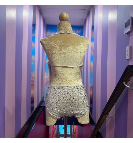 Hire-White Deep V Low Back Bodysuit