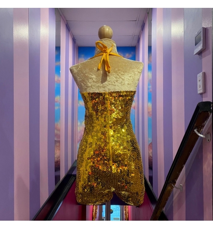 Hire-Gold Sequin Romper with Bust Bow