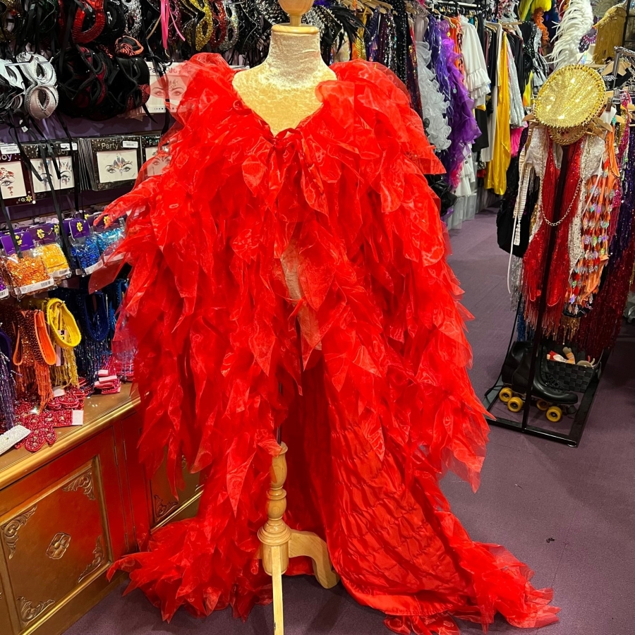 Red Spike Organza Long Jacket