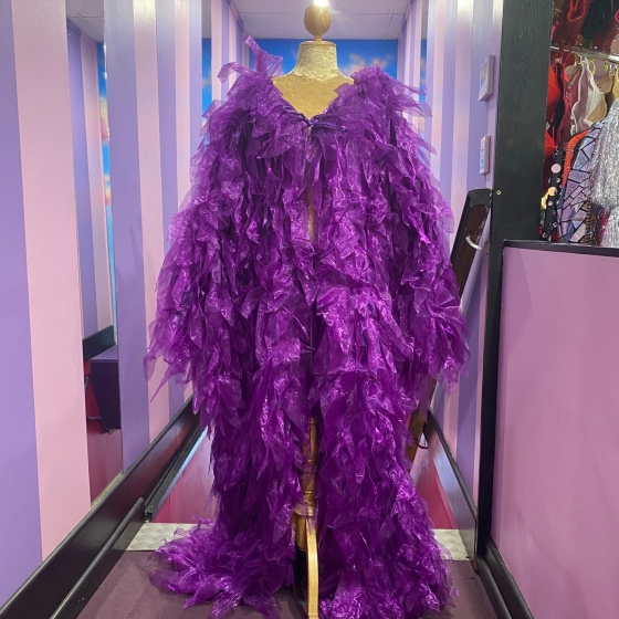 Dark Purple Spike Organza Long Jacket