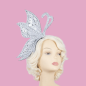 Silver Glitter Half Butterfly Headband with Clear Crystal Stones