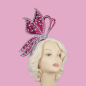 Hot Pink Glitter Half Butterfly Headband with Clear Crystal Stones