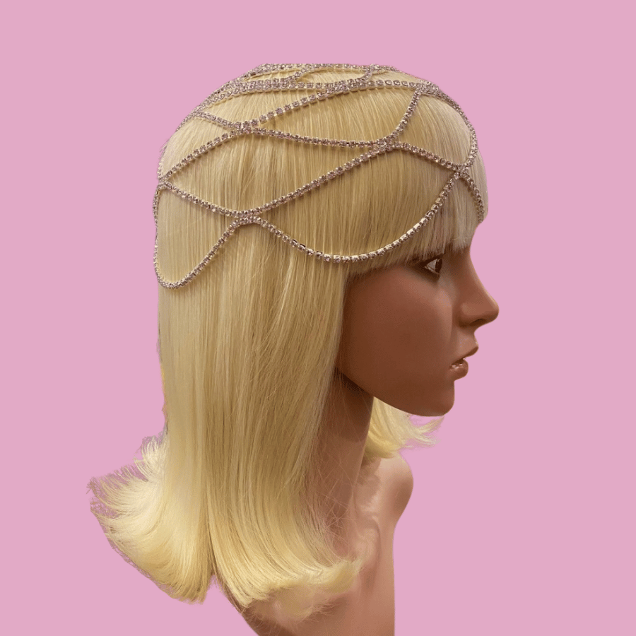 Clear Crystal Diamante Net Hair Cap