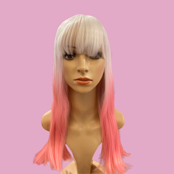 Clara White-Pink Ombre Long Synthetic Wig