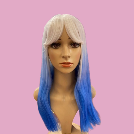 Clara White-Blue Ombre Long Synthetic Wig