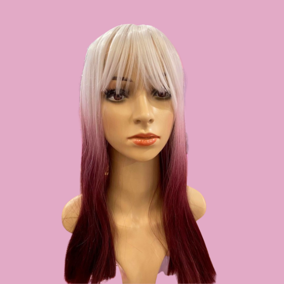 Clara White-Burgundy Ombre Long Synthetic Wig