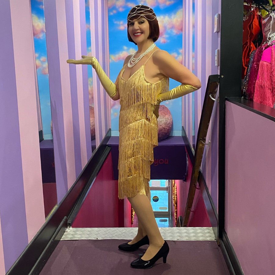 Gold sequin dress with fringe best sale