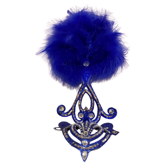 Royal Blue-Silver Mini Showgirl Feathered Headpiece