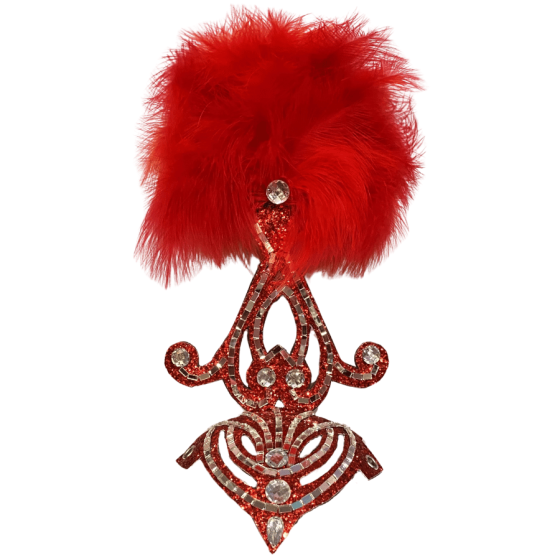 Red-Silver Mini Showgirl Feathered Headpiece