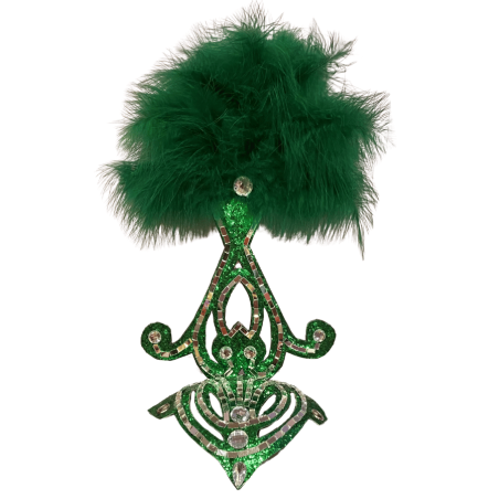 Dark Green & Silver Mini Showgirl Feathered Headpiece