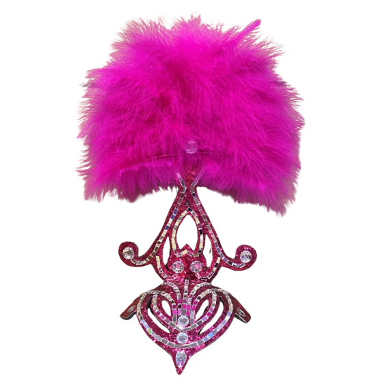 Hot Pink-Silver Mini Showgirl Feathered Headpiece