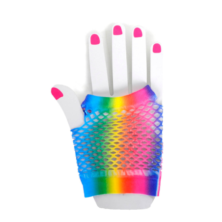 Rainbow 1 Short Fishnet Gloves