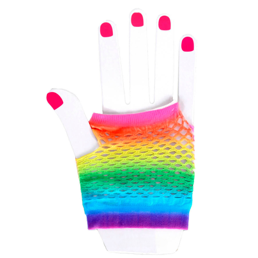 Rainbow 2 Short Fishnet Gloves