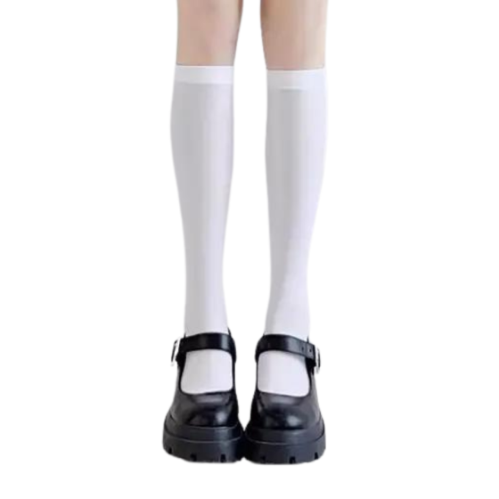 Knee High White Opaque Sock