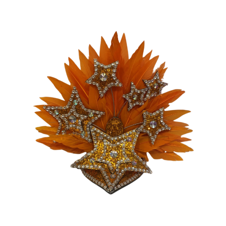 Orange & Silver Star Mini Showgirl Feathered Headpiece