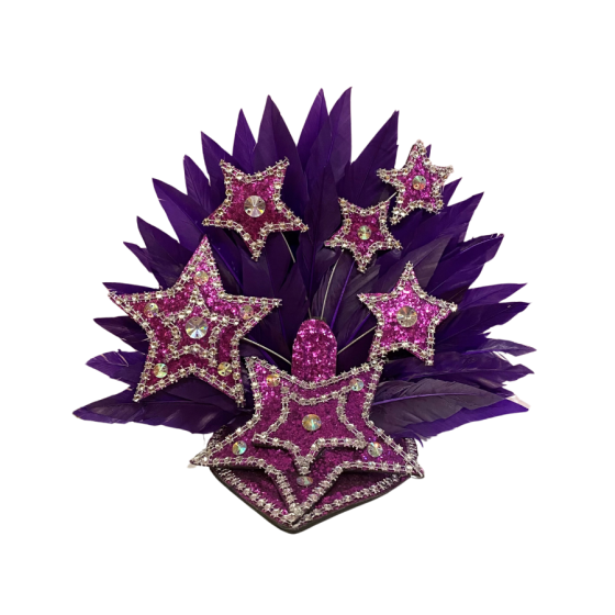 Dark Purple & Silver Star Mini Showgirl Feathered Headpiece