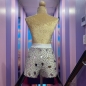 White-Silver High Waisted Mirror Tile & Sequin Shorts White-Silver High Waisted Mirror Tile & Sequin Shorts