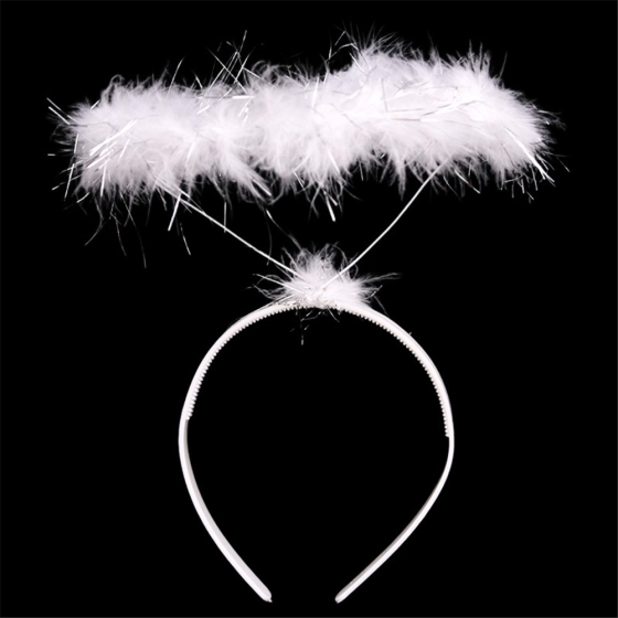 White Feather Tinsel Halo Headband