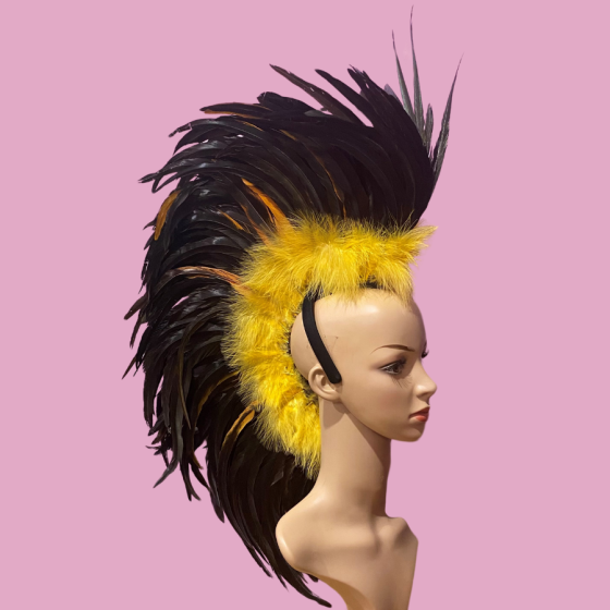 Black & Gold Feathered Mohawk